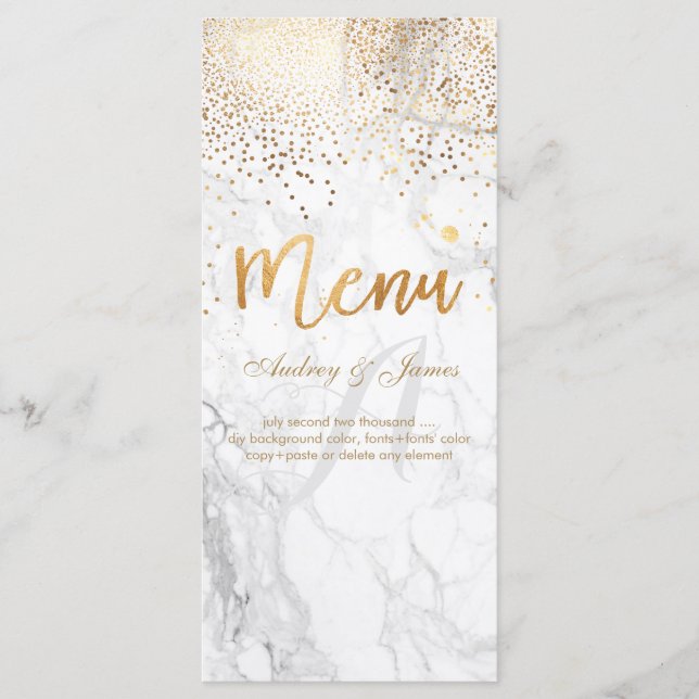 Menu PixDezines Marble/Confetti/Shine Menu/Faux Dourado (Frente)