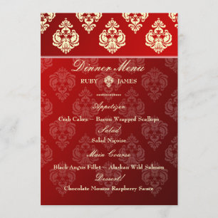 Menu PixDezines Rossellini Damask, Marfim + Veludo Verm
