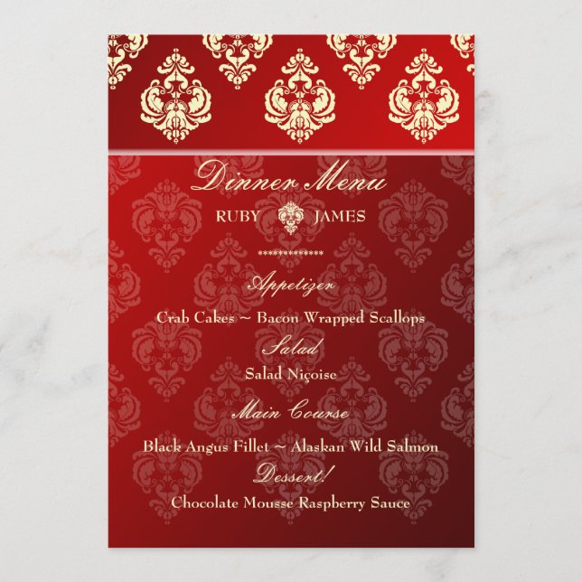 Menu PixDezines Rossellini Damask, Marfim + Veludo Verm (Frente)