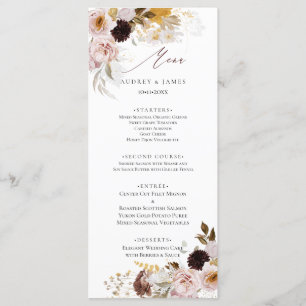 Menu PixDezines Vintage Flowers Blush Burgundy