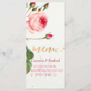 Menu PixDezines Vintage Rosa/Peonies/Menu