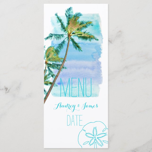 Menu PixDezines Watercolor Beach/Palm Trees (Frente)