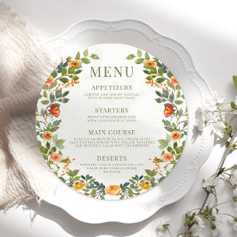 Menu Placa cor de laranja verde-poeirento, cor de laran