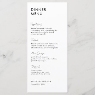 Menu Placa de Janto Branca e Preto Moderna