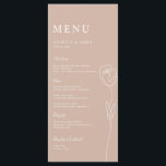 Menu Placa de Rosa de Linha Whimsical<br><div class="desc">Projetada para coordenar com a nossa Coleção de Rosa de Linha Whimsical, esta placa de menu personalizável que corresponde apresenta um desenho de linha de um rosa com letras clássicas em fundo cor de latte rosa. Para personalização mais avançada deste design, por exemplo, alteração do layout, da fonte ou do...</div>