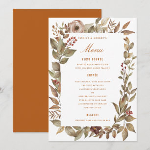 Menu Placa do Casamento outono de ferrugem de Rosa Dust