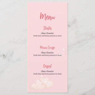 Menu Placa do Chá de fraldas do Urso Rosa Teddy