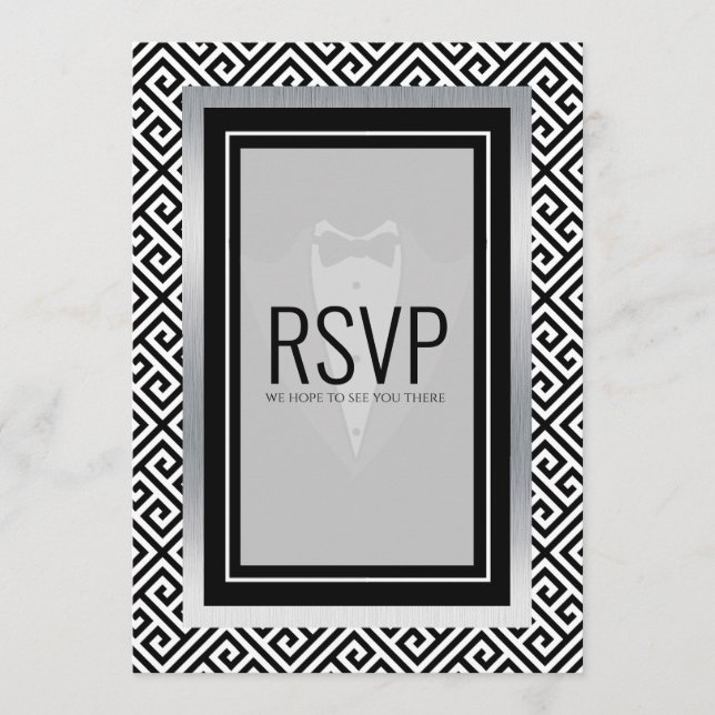Menu Placa r.s.v.p impressão a preto e branco (Frente)