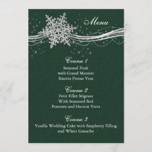 Menu placas de Casamento no inverno Silver Snowflakes