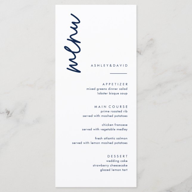 Menu Placas Marinho Azul Simples (Frente)