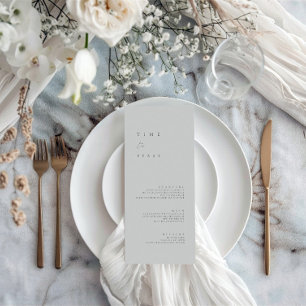 Menu Plana de Casamento Azul Dusty Minimalista Mod