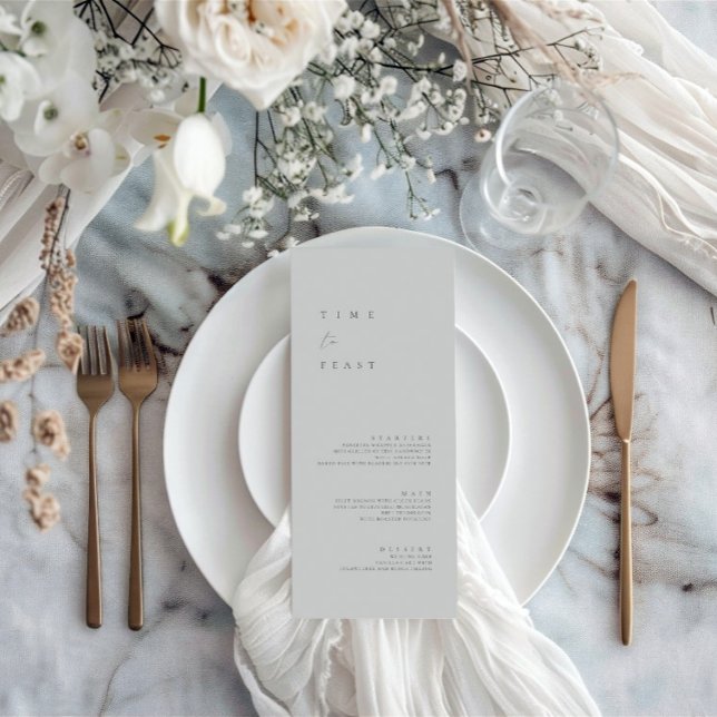 Menu Plana de Casamento Azul Dusty Minimalista Mod (Modern Minimalist Dusty Blue Wedding Flat Menu)