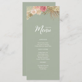 Menu Plana de Casamento Floral Boho Verde Sage