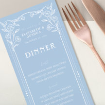 Menu Plana Dusty Blue Floral Wedding