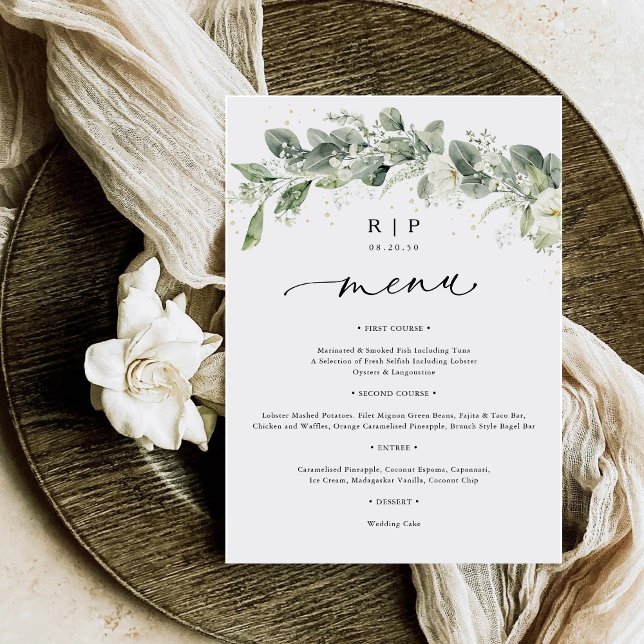 Menu Plana Dusty Sage Green Wedding (Criador carregado)