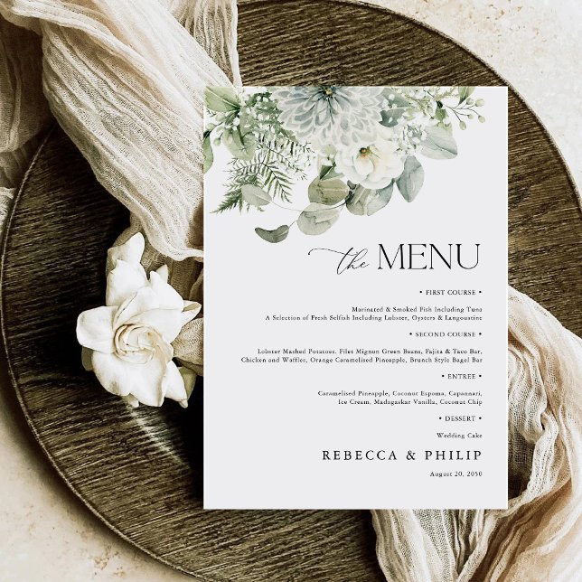 Menu Plana Dusty Sage Green Wedding (Criador carregado)
