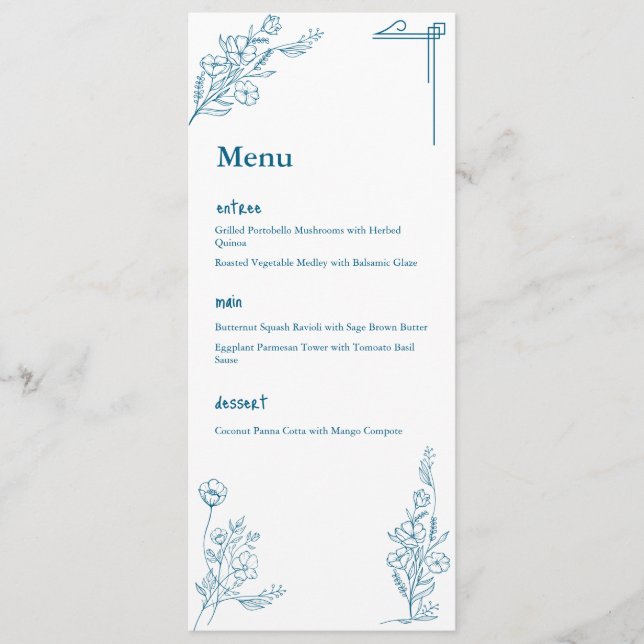 Menu plano azul Design azul do oceano clássico (Frente)