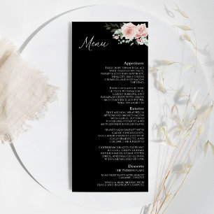 Menu Plano Blush Floral Black Wedding