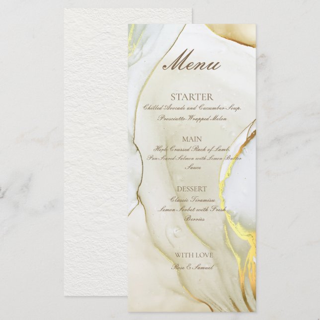 Menu Plano Branco Feito à Mão com Tinga Alcoólica  (Frente/Verso)