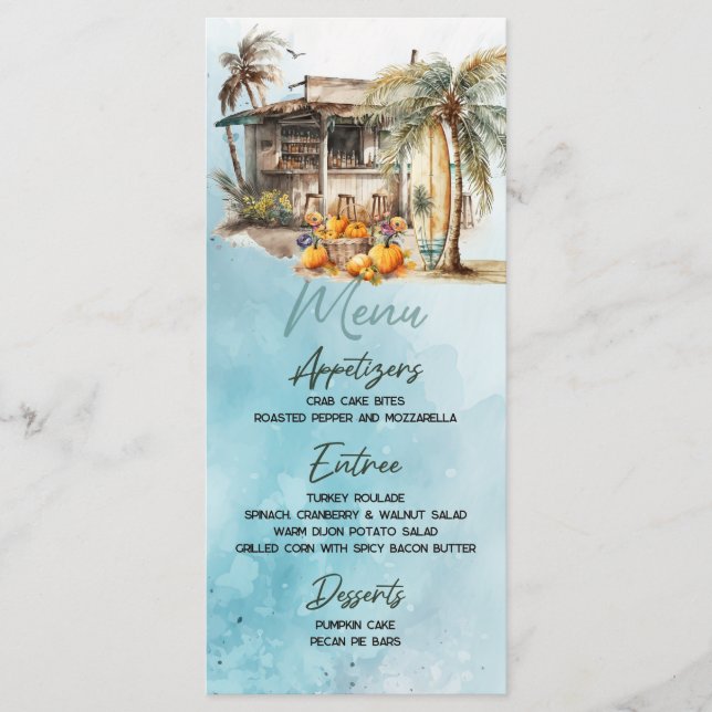 Menu Plano de Ação de Graças de Praia (Frente)