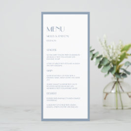 Menu Plano de Casamento Azul Moderno Deco Dusty