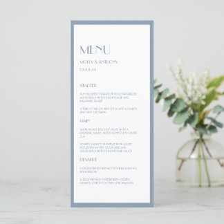 Menu Plano de Casamento Azul Moderno Deco Dusty
