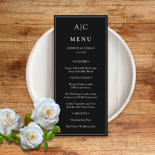 Menu Plano de Casamento Clássico do Monograma Negr