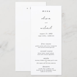 Menu Plano de Casamento com Caligrafia Minimalista
