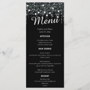 Menu plano de casamento das luzes de bloqueio pret