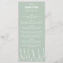 Menu Plano de Casamento de Lavanda Selvagem