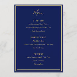 Menu Plano de Casamento Dourado Azul Nouveau