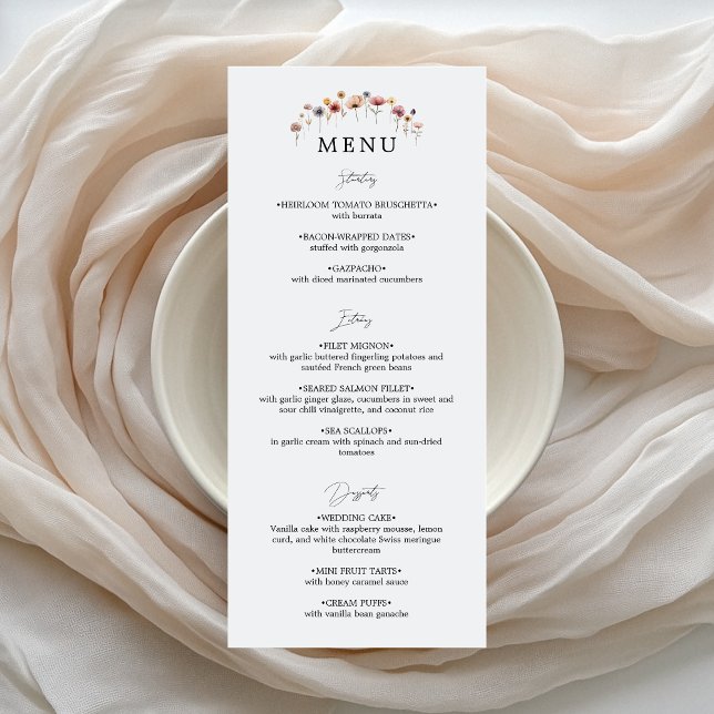 Menu Plano de Casamento Floral Colorido (Criador carregado)