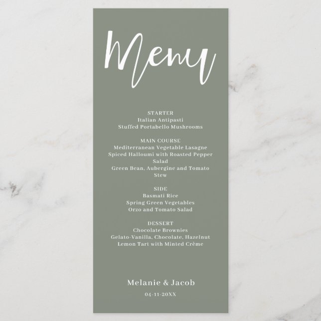 Menu Plano de Casamento Verde (Frente)