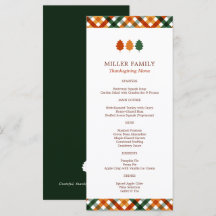 Menu Plano de Jantar de Ação de Graças de Outono d