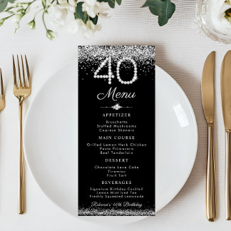 Menu Plano de Janto de aniversário de 40 anos de O