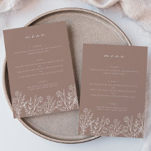 Menu plano de Mesa de Casamento Floral Rosa 5x7"