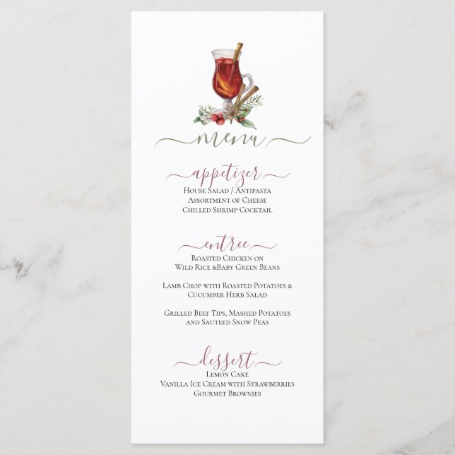 Menu plano Design de Natal Holiday Drink (Frente)