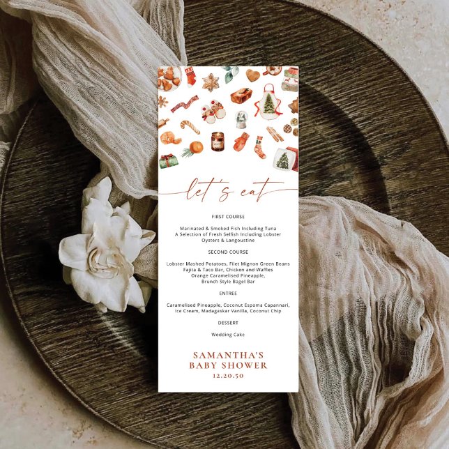 Menu plano do Chá de fraldas de Natal de inverno (Criador carregado)