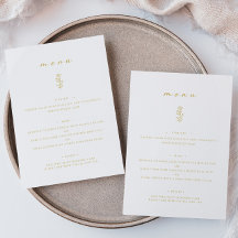 Menu Plano do Janto de Casamento Dourado e Branco 
