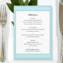 Menu plano Janto azul clássico de Festa de anivers