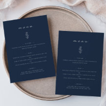 Menu Plano Janto de Casamento Azul com Marinho Fol