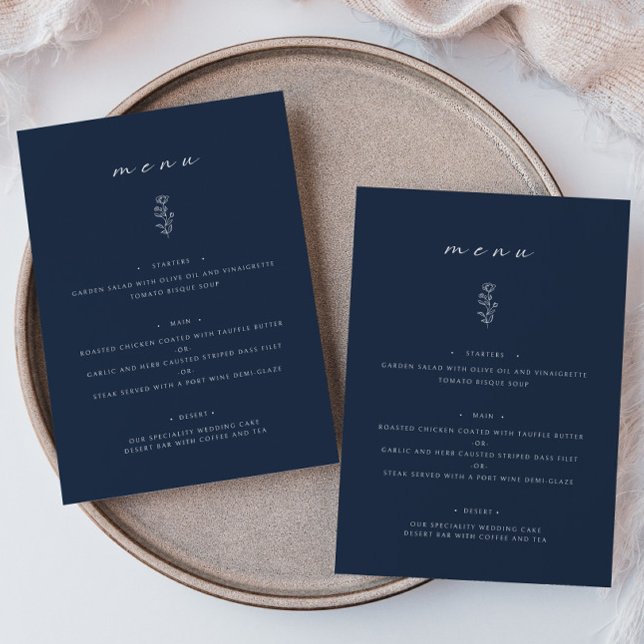 Menu Plano Janto de Casamento Azul com Marinho Fol (Criador carregado)