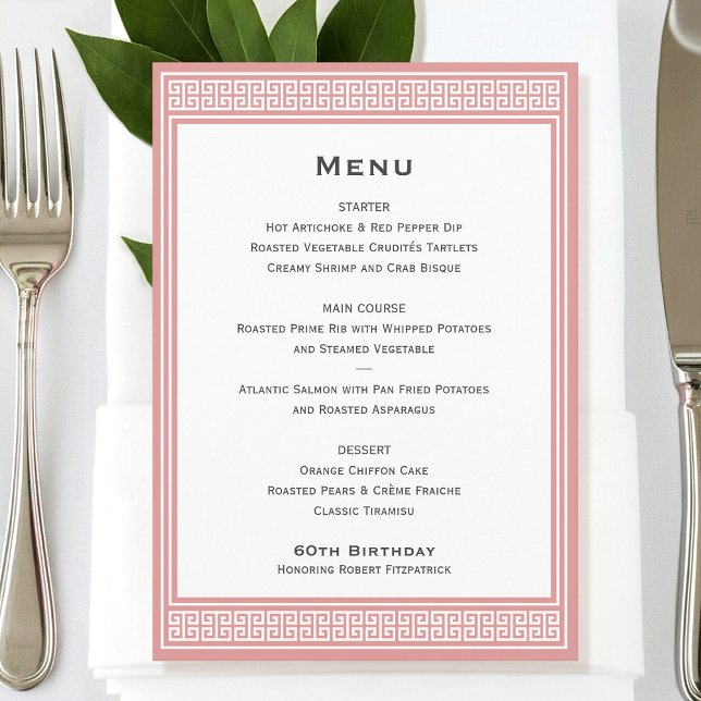 Menu Plano Janto Rosa Clássico da Festa de anivers (Criador carregado)