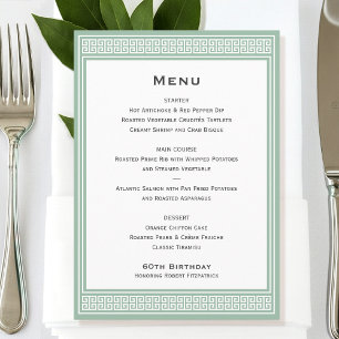 Menu Plano Janto Verde de Aniversário Clássico Gre