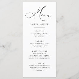 Menu plano minimalista branco e preto elegante