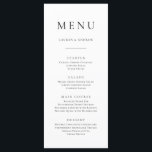 Menu plano Mínimo I preto e branco elegante<br><div class="desc">Menu plano minimalista elegante e moderno,  preto e branco. Menu totalmente personalizável para o seu casamento ou evento.</div>