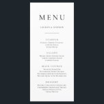 Menu plano Mínimo I preto e branco elegante<br><div class="desc">Menu plano minimalista elegante e moderno,  preto e branco. Menu totalmente personalizável para o seu casamento ou evento.</div>