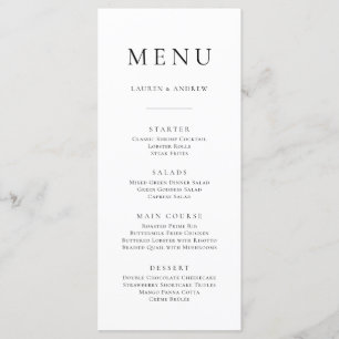 Menu plano Mínimo I preto e branco elegante