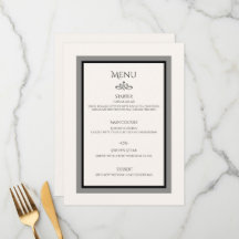 Menu plano personalizável de casamento branco