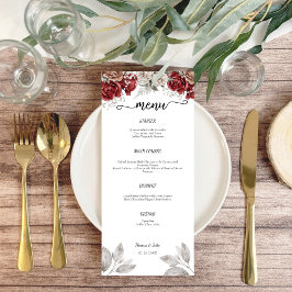 Menu Plano Romântico Burgundy Watercolor